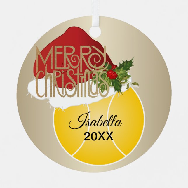 Christmas Tennis Ball Metal Tree Decoration (Front)