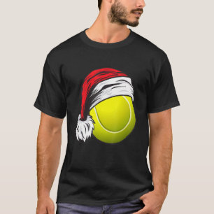Christmas Tennis Ball With Santa Hat Sport X Mas T-Shirt