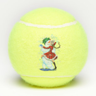 Christmas Tennis Balls Gift Snowman and Girl Dance