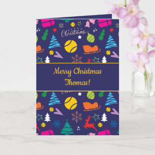 🎄Christmas 🎾tennis navy blue Card