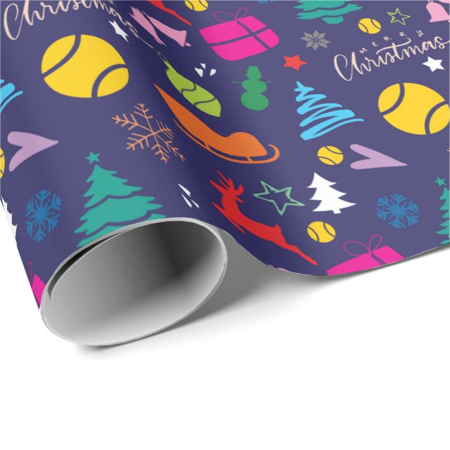🎄Christmas 🎾tennis navy blue Wrapping Paper (Roll Corner)
