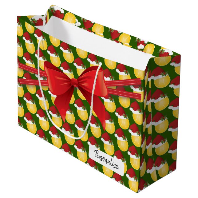 Christmas Tennis Pattern - Large Large Gift Bag (Front Angled)