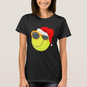 Christmas Tennis Player Glasses Santa Hat Pajama T-Shirt