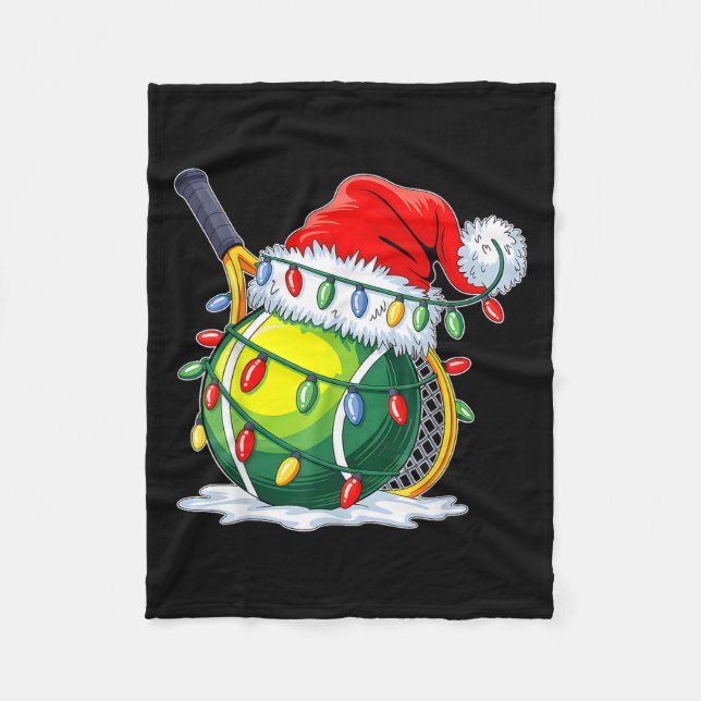 Christmas Tennis Santa Xmas Squad Tennis Lover Men Fleece Blanket (Front)