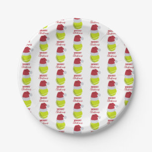 Christmas Tennis Sports Ball Holiday Paper Plate