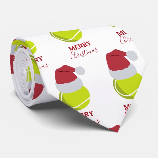 Christmas Tennis Sports Ball Holiday Tie (Rolled)