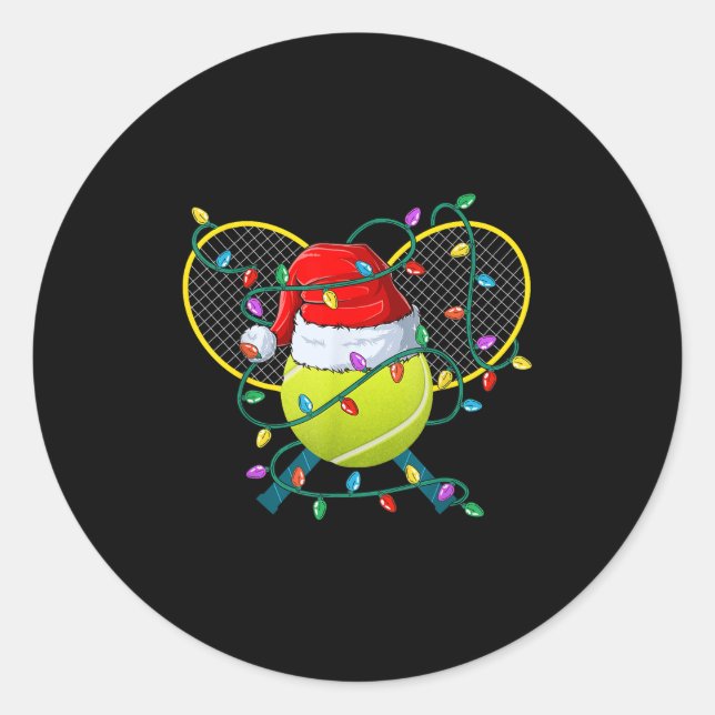 Christmas Tennis Xmas Santa Srts Hat Mens Womens K Classic Round Sticker (Front)