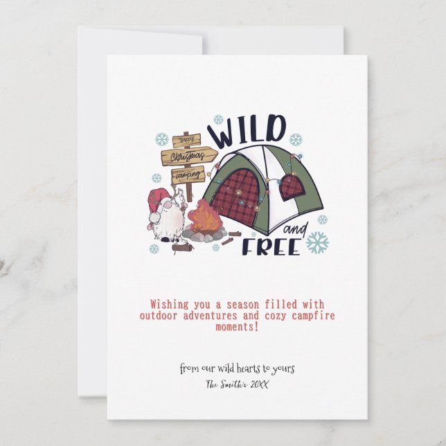 Christmas Tent Campfire Mountain Outdoor Adventure Holiday Card (Front)