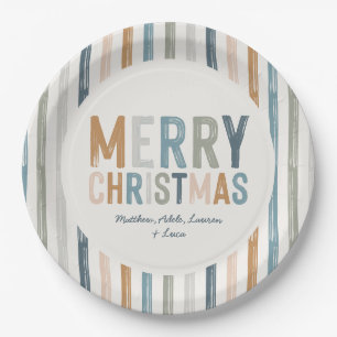 Christmas terracotta blue typography modern paper plate