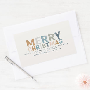 Christmas terracotta blue typography modern rectangular sticker