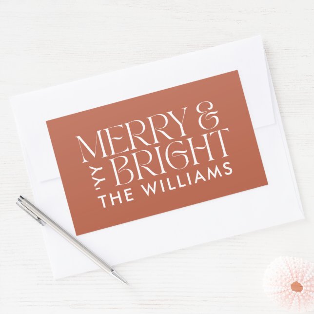 Christmas terracotta modern elegant simple rectangular sticker (Envelope)
