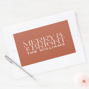 Christmas terracotta modern elegant simple rectangular sticker