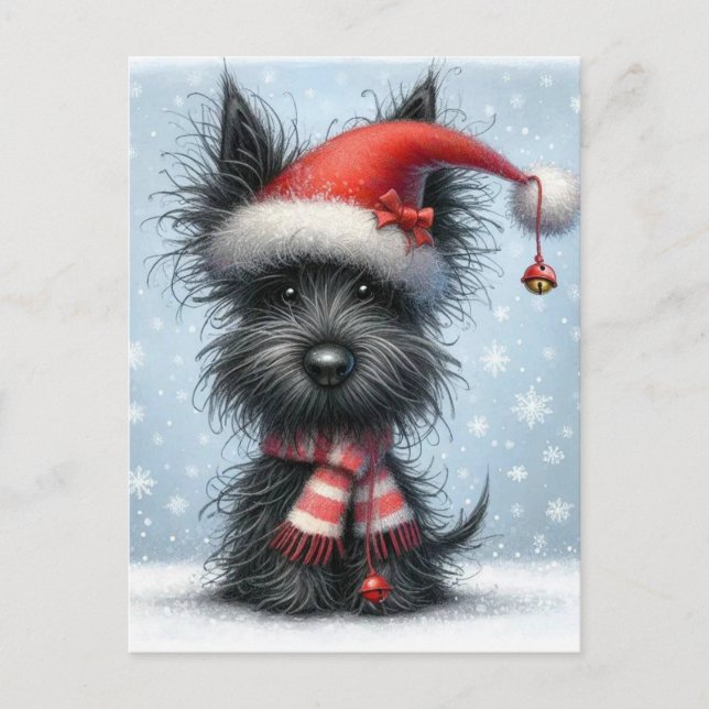 Christmas Terrier, Christmas Canine Holiday Postcard (Front)