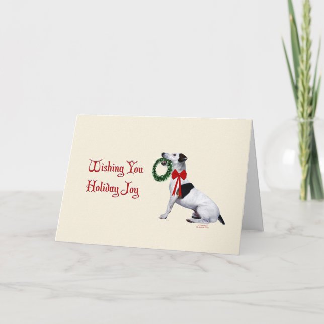 Christmas Terrier with Wreath Holiday Card (Front)