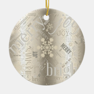 Christmas Text and Snowflake Pattern ID257 Ceramic Tree Decoration