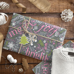 Christmas Text and Snowflake Pattern Slate ID257 Wrapping Paper