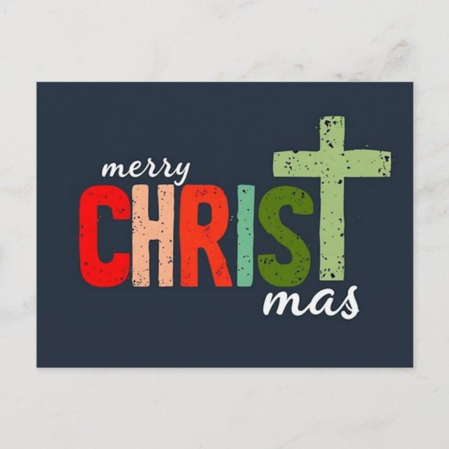 Christmas Text Merry Christ mas Christian  Postcard (Front)