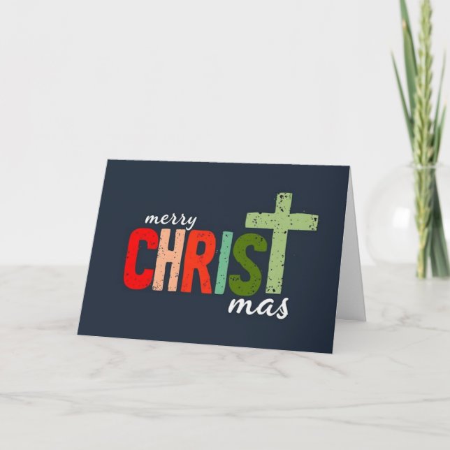 Christmas Text Merry Christ mas Christian  Thank You Card (Front)