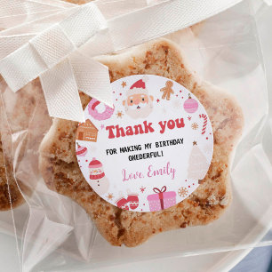 Christmas Thank You Birthday Party Labels