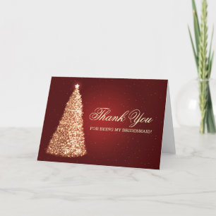 Christmas Thank You Bridesmaid Gold Red