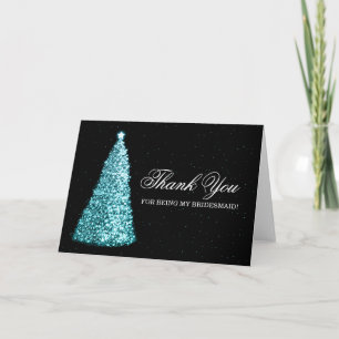 Christmas Thank You Bridesmaid Turquoise Card