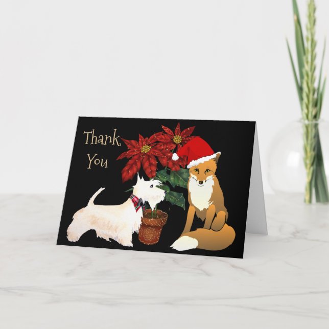 Christmas Thank You Card with Fox (Front)