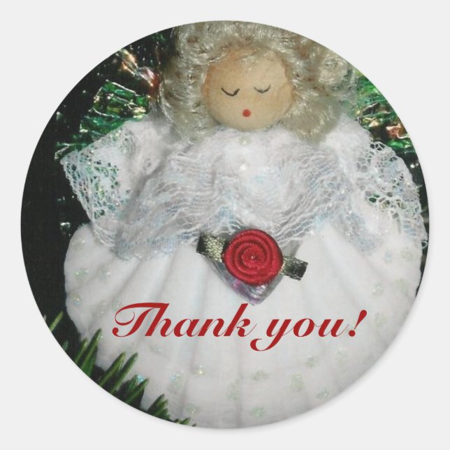 Christmas  thank you classic round sticker (Front)