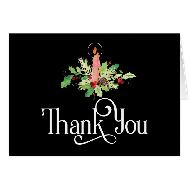 Christmas Thank You Design with Candle Centerpiece (Front Horizontal)