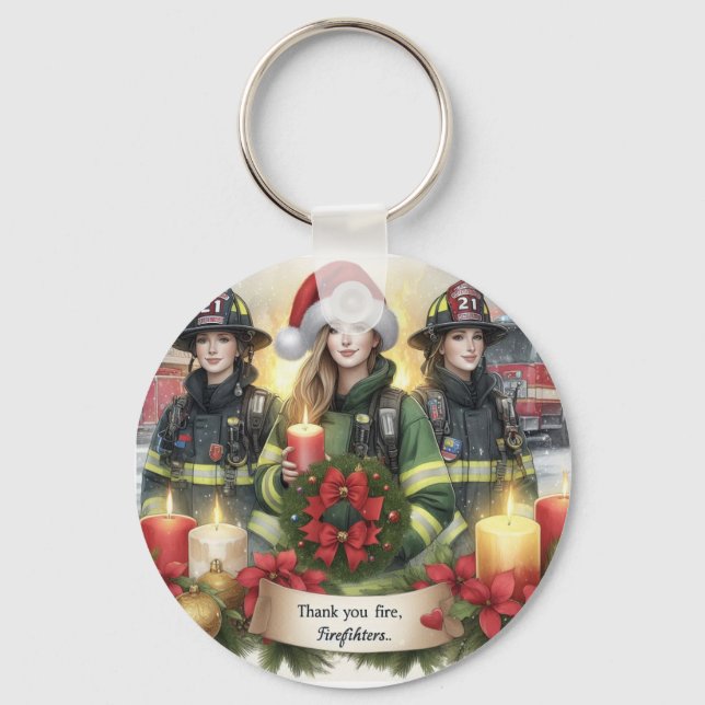 Christmas thank you for firefighters key ring (Front)