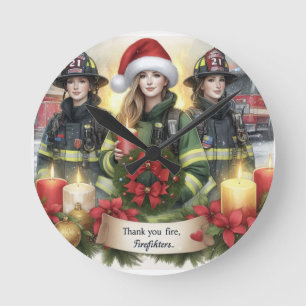 Christmas thank you for firefighters round clock