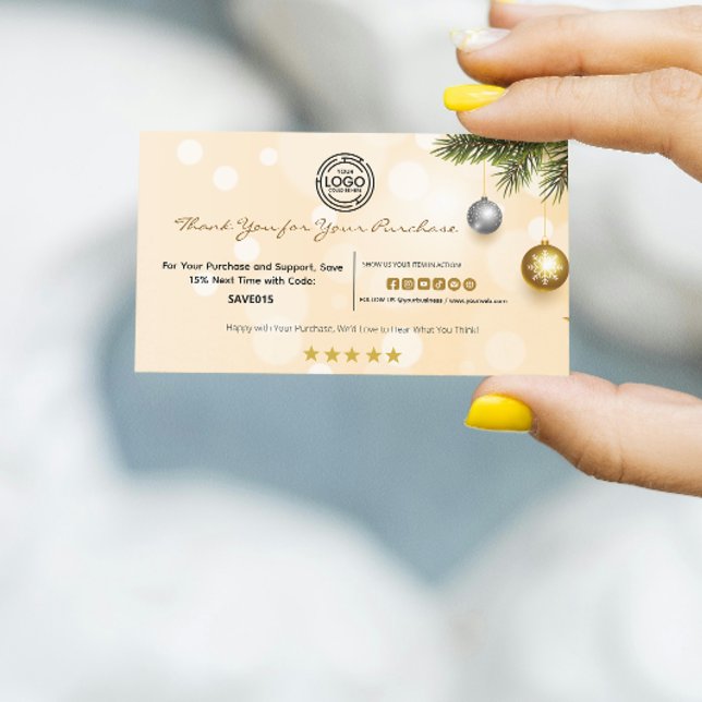 Christmas Thank You for Your Purchase with Logo Business Card (Christmas Thank You for customer your logo here small business)