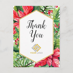 Christmas Thank You Logo Business Postcard