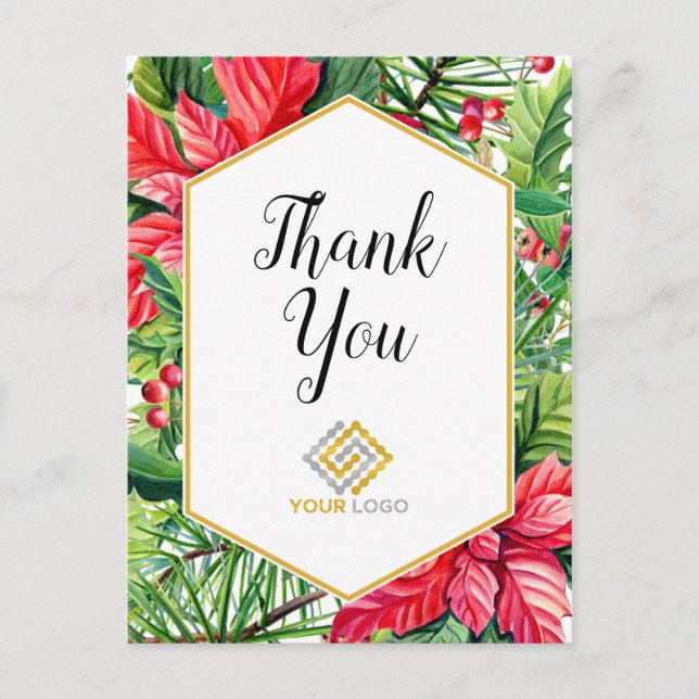 Christmas Thank You Logo Business Postcard (Front)