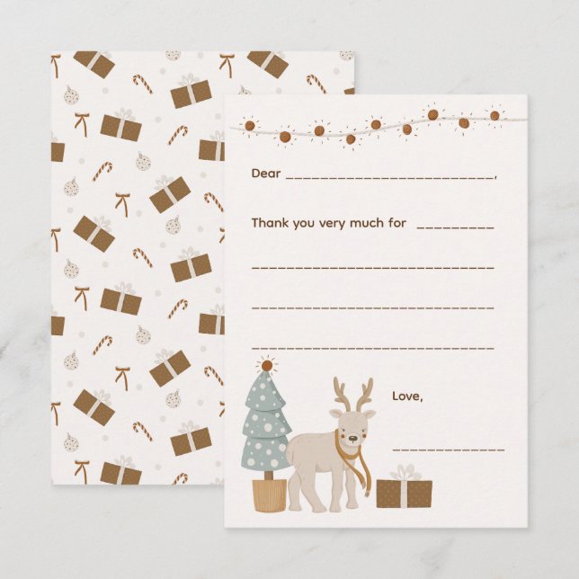 Christmas Thank you note / fill in the blank card (Front/Back)
