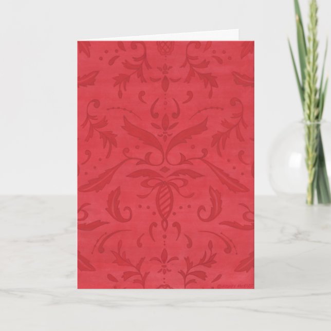 Christmas Thank you Red Damask Card (Front)