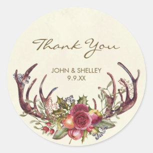 Christmas thank you sticker winter holly wedding