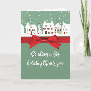 Christmas Thank You Wrapped Up Light Green Bow Card