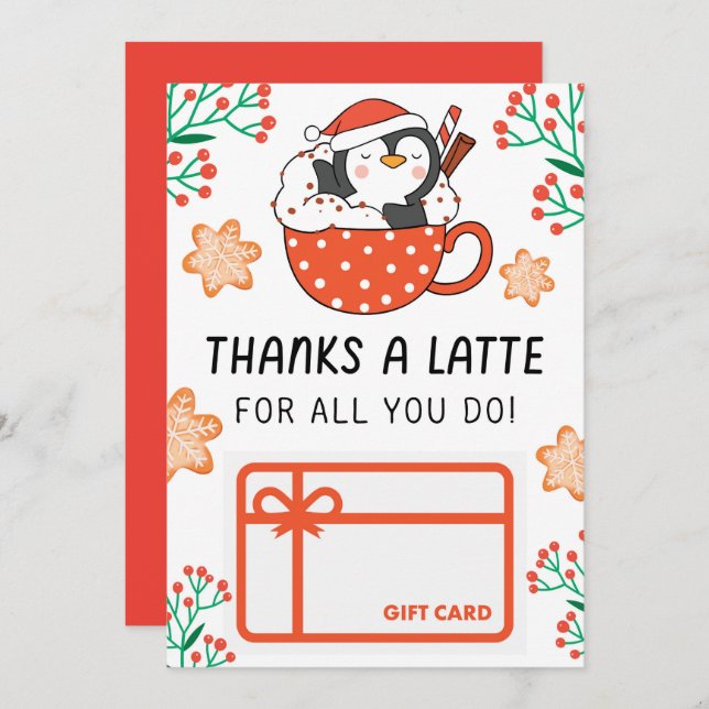 Christmas Thanks a Latte  Gift Card Holder (Front/Back)