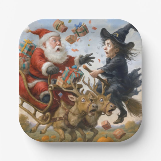 Christmas Thanksgiving and Halloween Holidays  Paper Plate (Front)