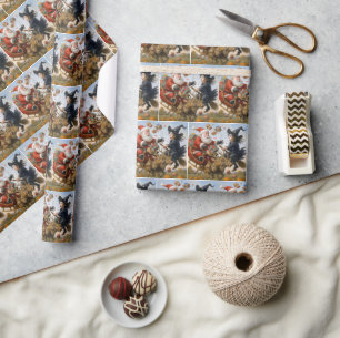 Christmas Thanksgiving and Halloween Holidays Wrapping Paper