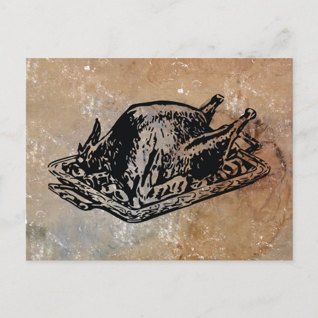 Christmas Thanksgiving Vintage Turkey Distressed   Holiday Postcard (Front)