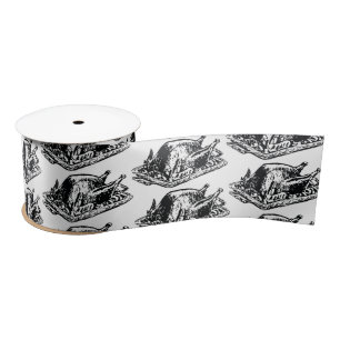 Christmas Thanksgiving Vintage Turkey  Satin Ribbon