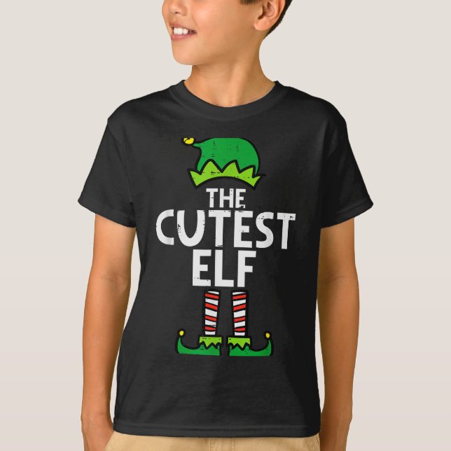 Christmas The Cutest Elf Xmas Family Matching Boys T-Shirt (Front)