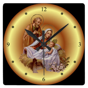 Christmas ~ The Holy Family ~ Nativity ~ * ~ Square Wall Clock