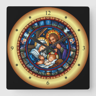 Christmas ~ The Holy Family ~ Nativity ~ * ~ Square Wall Clock