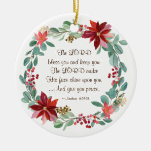 Christmas The Lord Bless You Bible Personalised Ceramic Tree Decoration