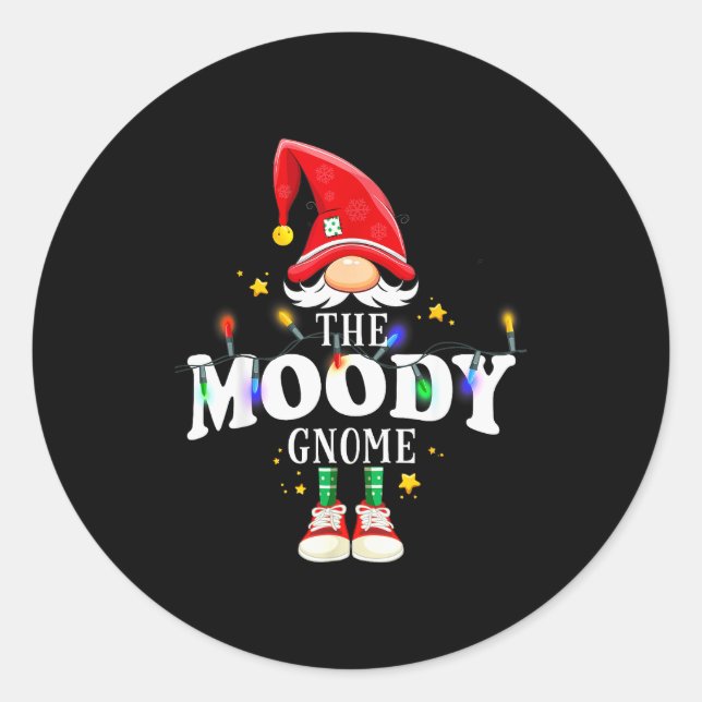 Christmas The Moody Gnome X-mas Matching Pjs  Classic Round Sticker (Front)