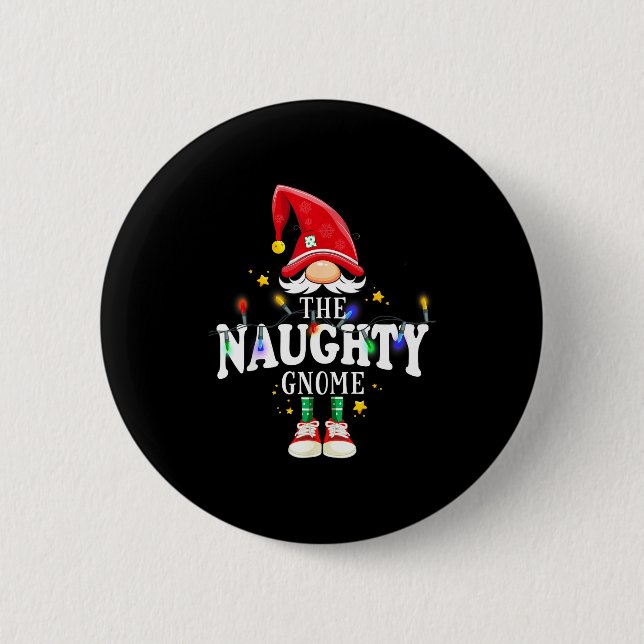 Christmas The Naughty Gnome X-mas Matching Pjs  6 Cm Round Badge (Front)