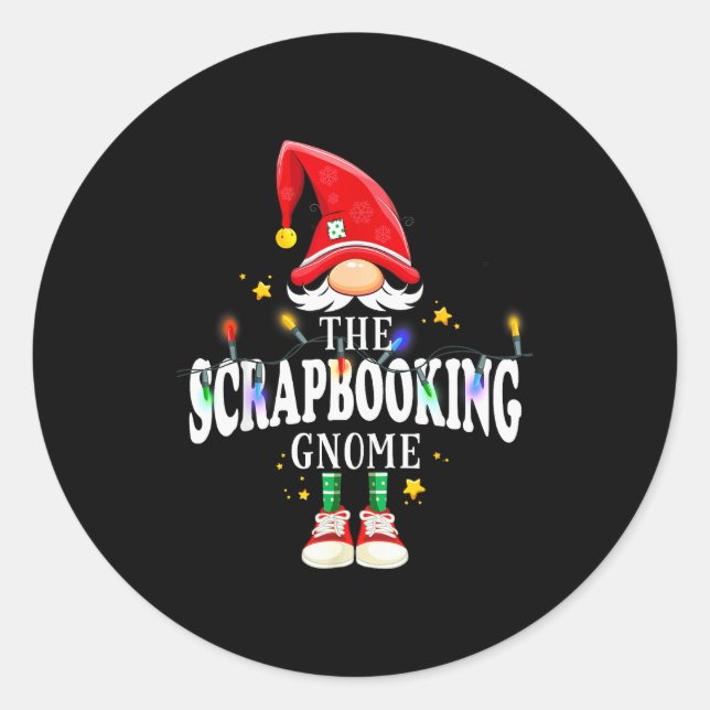 Christmas The Scrapbooking Gnome X-mas Matching Pj Classic Round Sticker (Front)