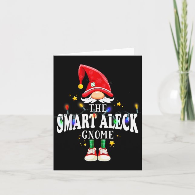 Christmas The Smart Aleck Gnome X-mas Matching Pjs Card (Front)